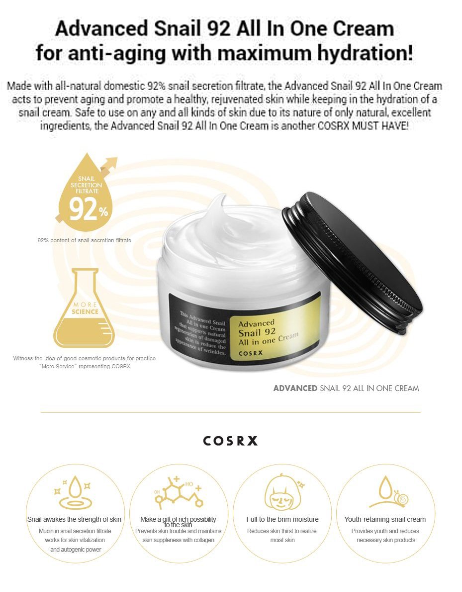 [COSRX] ADVANCED SNAIL 92 ALL IN ONE CREAM | K-Beauty Kenya